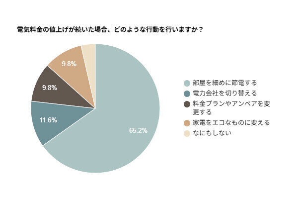 電気代値上げに99.1％が不安　65.2％が「節電」で対策へ