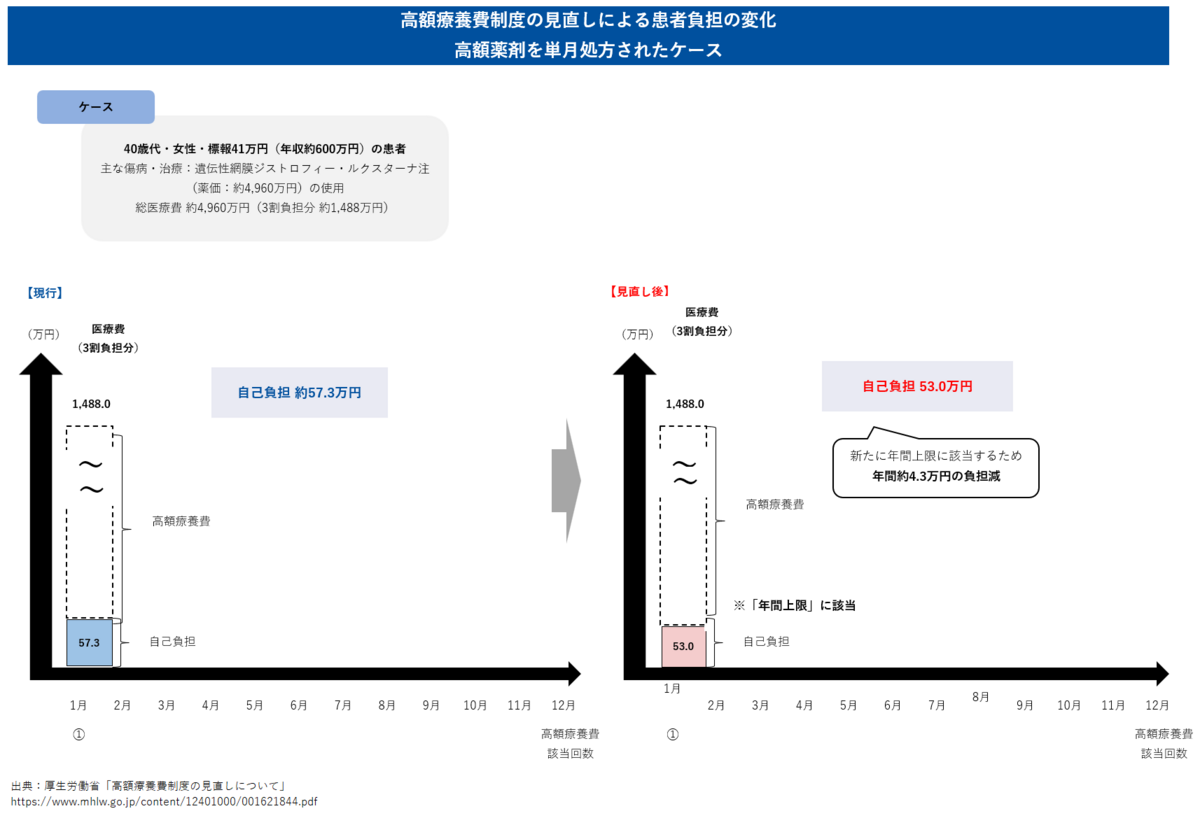 図6 1カ月の自己負担額が年間上限を超えるケースの負担変化